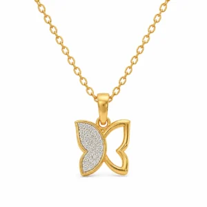 CVD Diamond Butterfly Pendant for Women in Yellow Gold