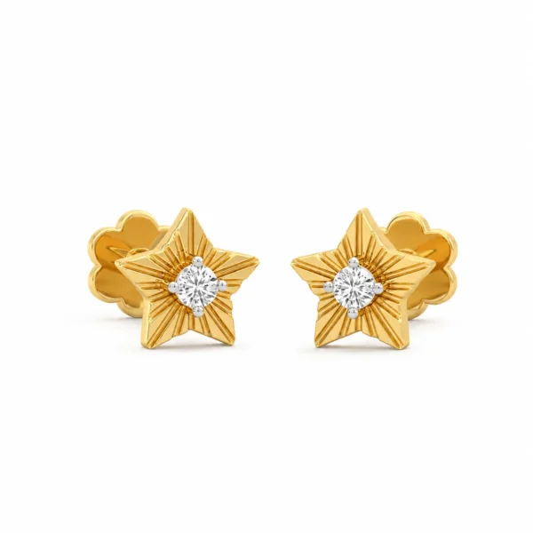 Star-shaped lab grown diamond earrings in 14K yellow gold