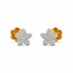 Floral lab grown diamond earrings in 14K yellow gold