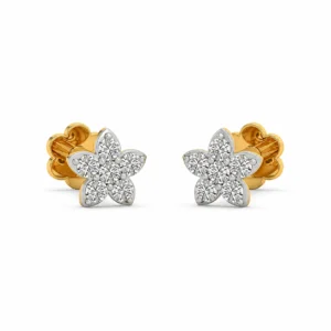 Floral lab grown diamond earrings in 14K yellow gold