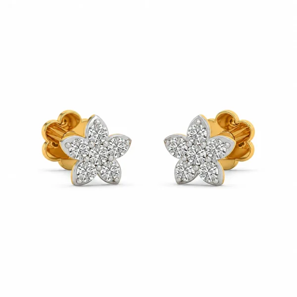 Floral lab grown diamond earrings in 14K yellow gold