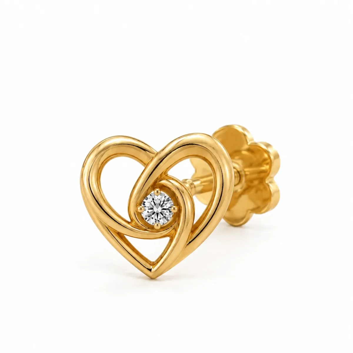 Elegant Amara Intertwined Heart Lab Diamond Stud (Earrings) in 18K Rose Gold - Image 3