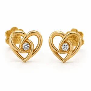 Amara intertwined heart lab-grown diamond stud earrings in 14K rose gold
