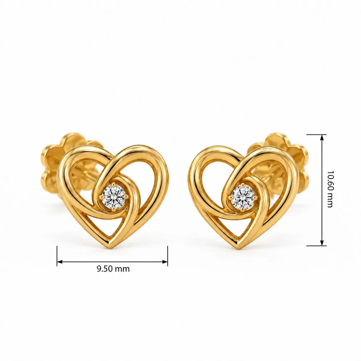 Elegant Amara Intertwined Heart Lab Diamond Stud (Earrings) in 18K Rose Gold - Image 4