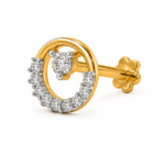 14K Gold Diamond Floral Circle Nose Pin - Image 2