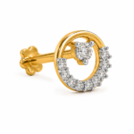14K Gold Diamond Floral Circle Nose Pin - Image 3