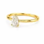 Pear Shaped Diamond Engagement Ring with Yellow Gold Band