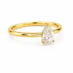 Pear Cut Diamond Solitaire Ring Front View in Yellow Gold