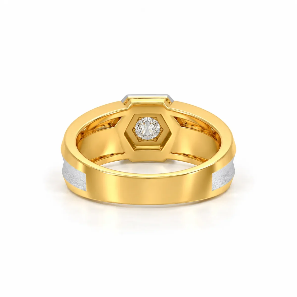Signature Hexagon Lab Grown Diamond Gold Ring for Men Back View