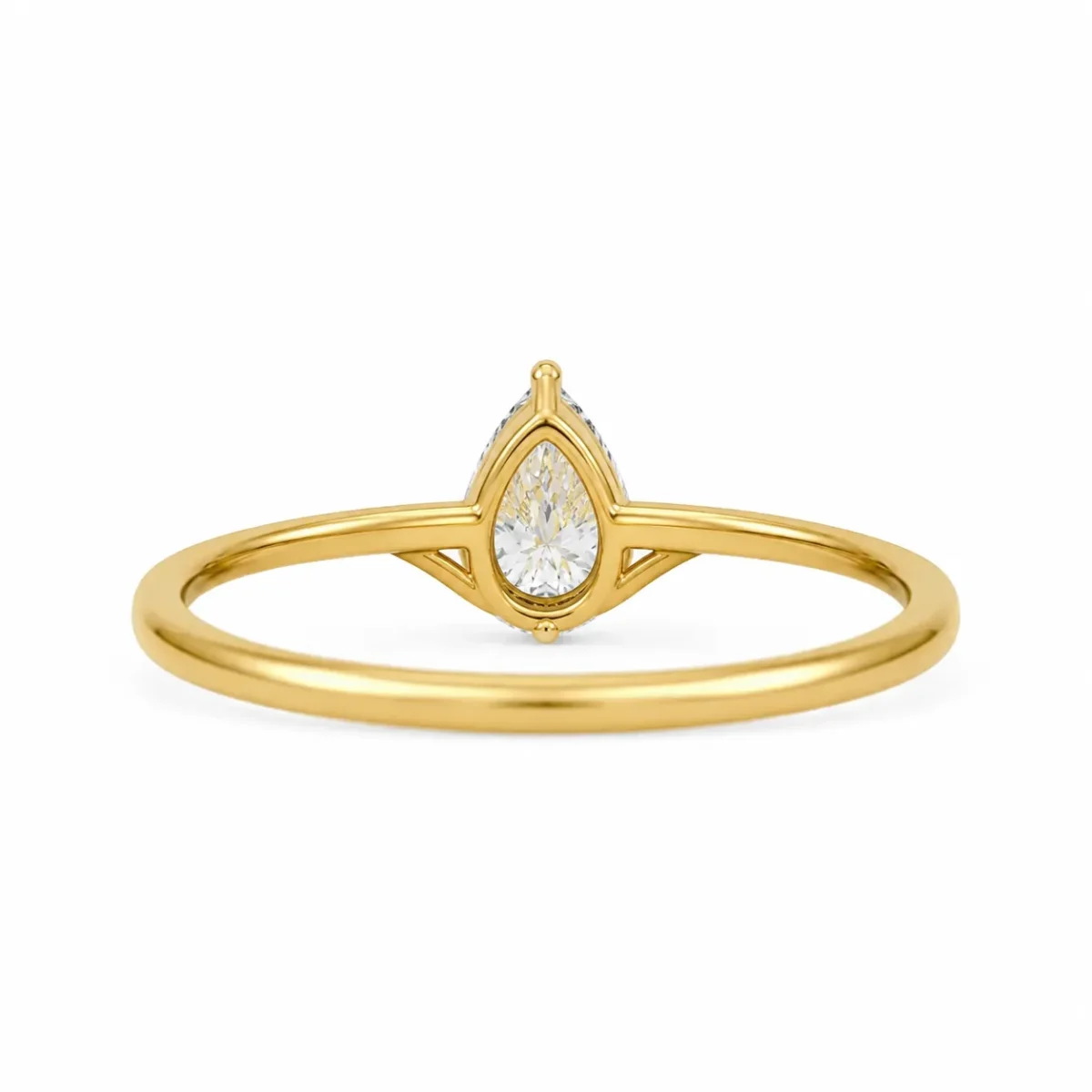 Pear Shaped Lab Grown Diamond Ring – Elegant 18K Gold Ring - Image 2