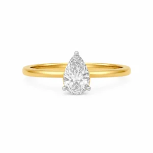 18K Gold Pear Shape Diamond Ring for Women featuring a brilliant pear-cut lab-grown diamond set in luxurious 18K gold for timeless elegance and sparkle.