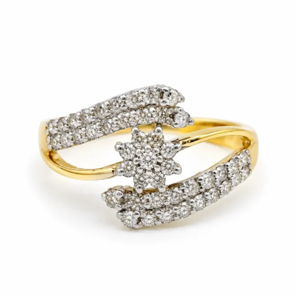 18K Gold Floral Swirl Lab Grown Diamond Gold Ring for Women