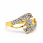 18K Gold Floral Swirl Lab Grown Diamond Ring Front Angled View