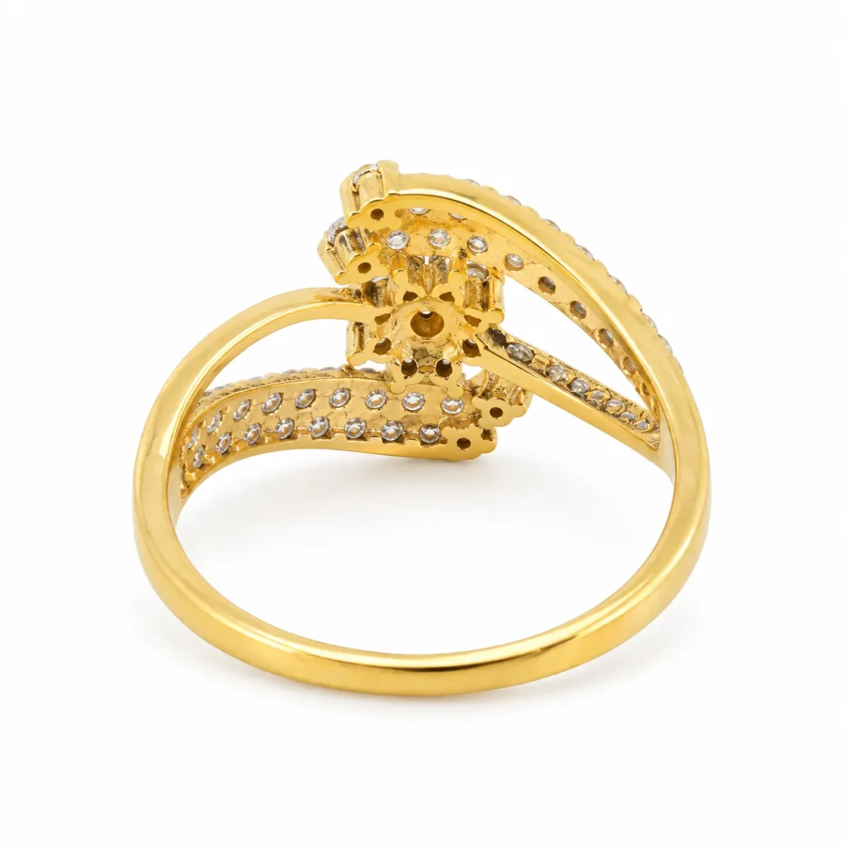 18K Gold Floral Swirl Lab Grown Diamond Ring for Women Back View