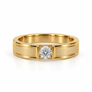 Prime Solitaire Lab Grown Diamond Men’s Ring in Yellow Gold Front View