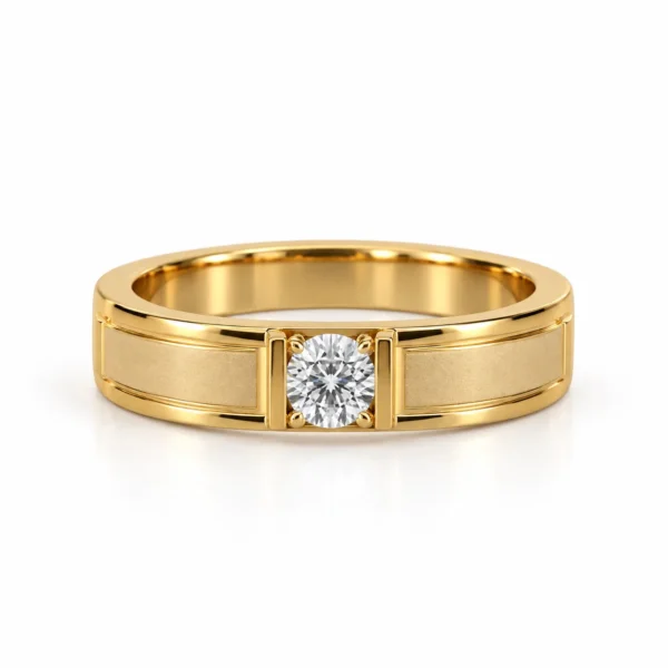 Prime Solitaire Lab Grown Diamond Men’s Ring in Yellow Gold Front View