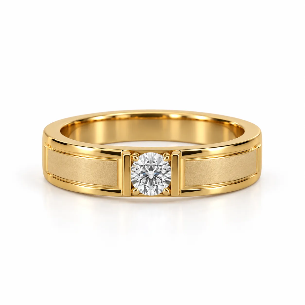 Prime Solitaire Lab Grown Diamond Men’s Ring – Yellow Gold Prime Solitaire Lab Grown Diamond Men’s Ring in Yellow Gold Front View