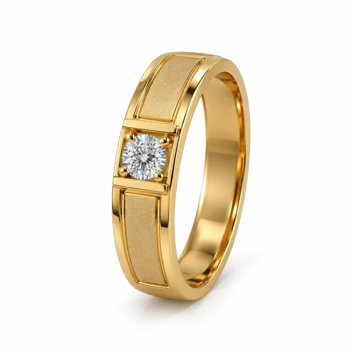 Prime Solitaire Lab Grown Diamond Men’s Ring Standing Angled View