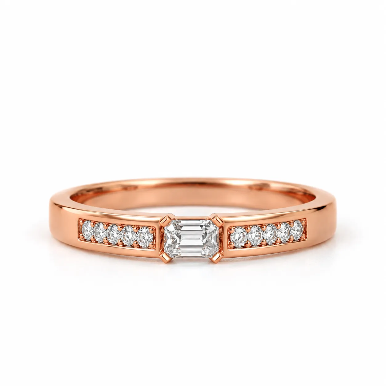 Aureon Emerald Cut Diamond Ring for Men (1) Aureon Emerald Cut Diamond Ring for Men front view