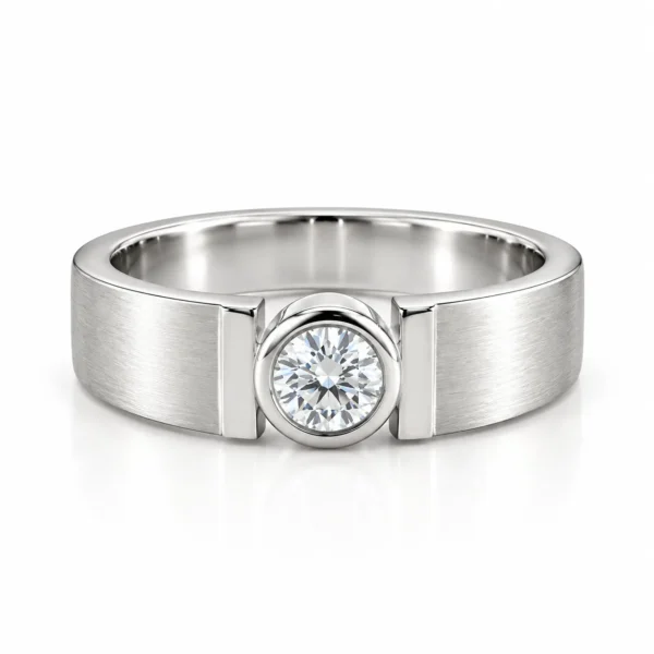 Aurex Orbit Lab Grown Diamond Men’s Ring in white gold front view