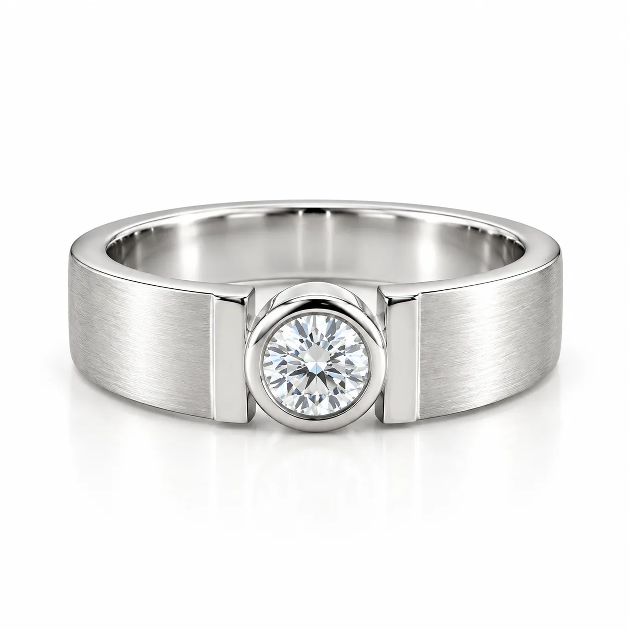 Aurex Orbit Lab Grown Diamond Men’s Ring – White Gold Aurex Orbit Lab Grown Diamond Men’s Ring in white gold front view