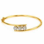 Elegant 18K triple floral halo lab grown diamond gold bracelet for women