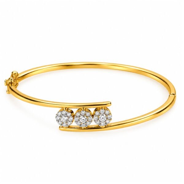 Elegant 18K triple floral halo lab grown diamond gold bracelet for women