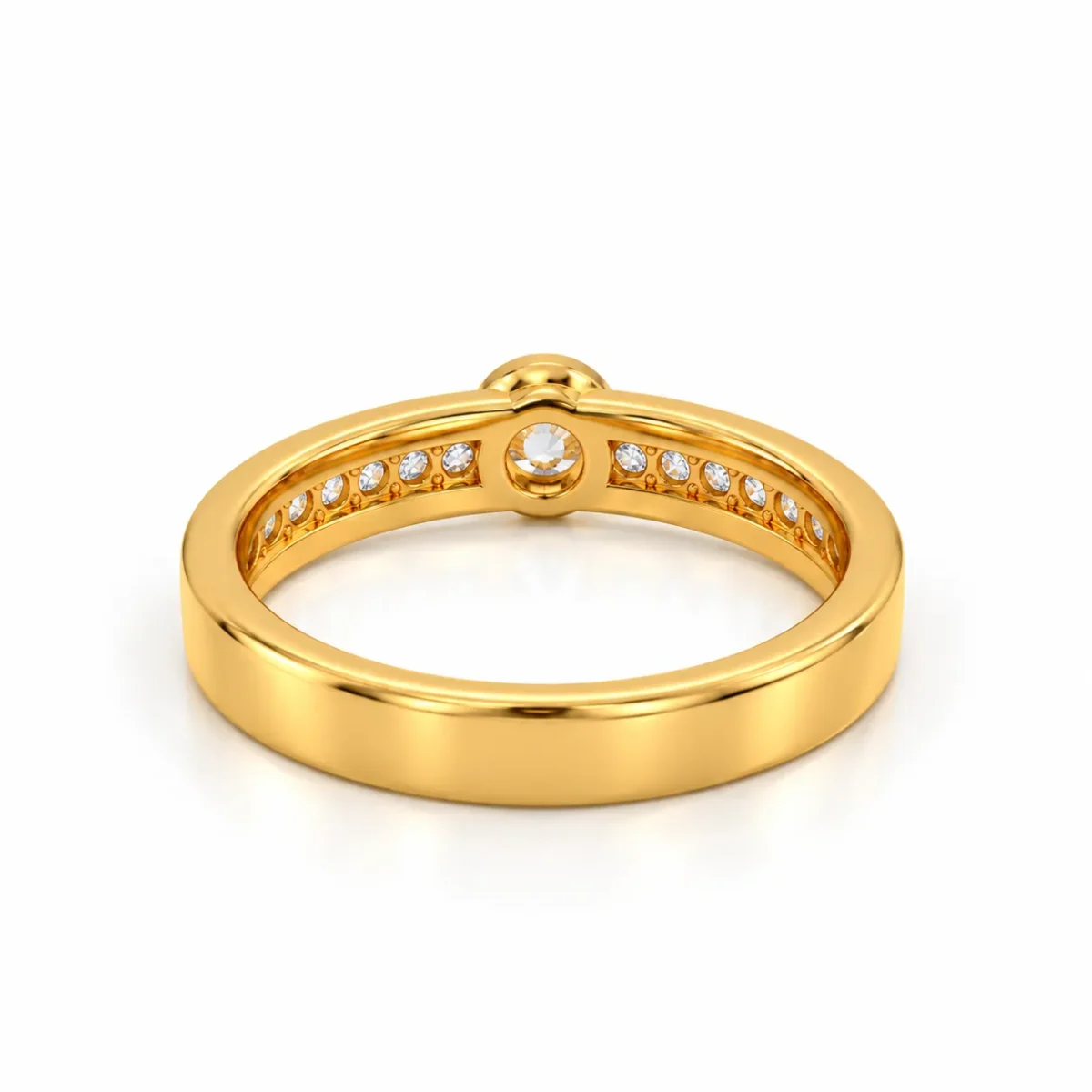 Solitaire Bezel Lab Grown Diamond Ring for Men Back View