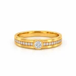 Yellow Gold Solitaire Bezel Lab Grown Diamond Ring for Men