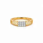Bold Chevron Lab Grown Diamond Gold Ring for Men front view