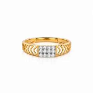 Bold Chevron Lab Grown Diamond Gold Ring for Men front view