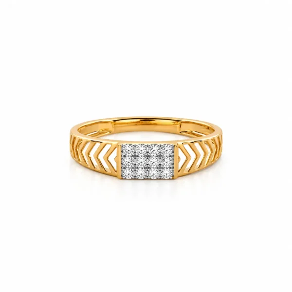 Bold Chevron Lab Grown Diamond Gold Ring for Men front view
