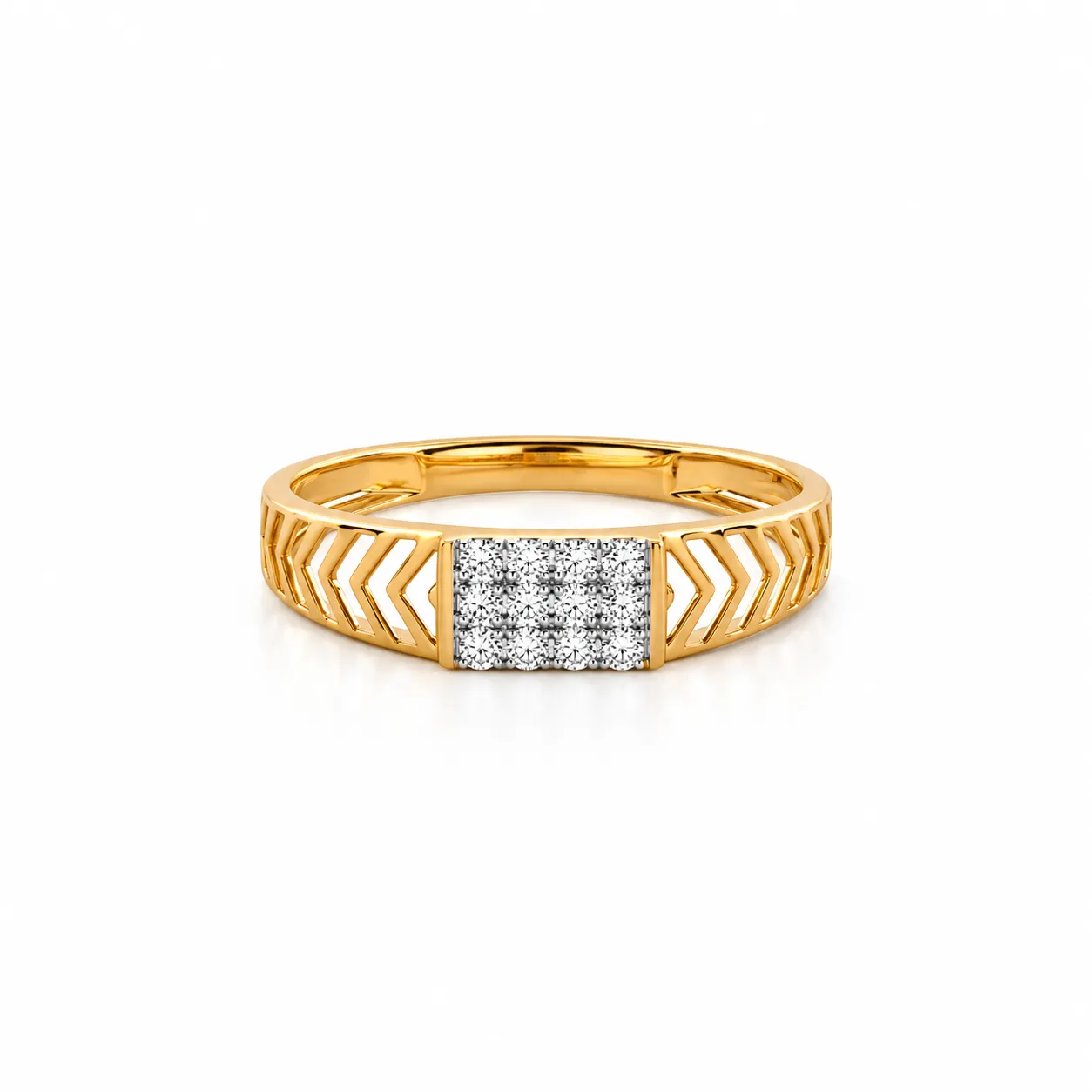Bold Chevron Lab Grown Diamond Gold Ring for Men front view