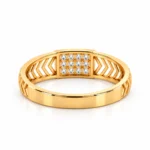 Bold Chevron Lab Grown Diamond Gold Ring for Men back view