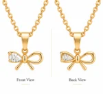 Elegant Bow Design Lab Grown Diamond Pendant with Pear Shaped Diamond in 18KGold for Women - Image 3