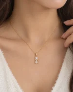 Adorable Cat Design Lab Grown Diamond Pendant with Pear & Round Diamonds in 18KGold for Women - Image 2
