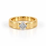 Classic Princess Solitaire Lab Grown Diamond Men’s Ring in Yellow Gold