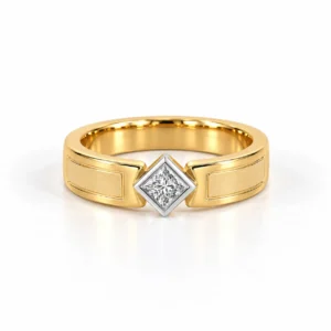Classic Princess Solitaire Lab Grown Diamond Men’s Ring in Yellow Gold