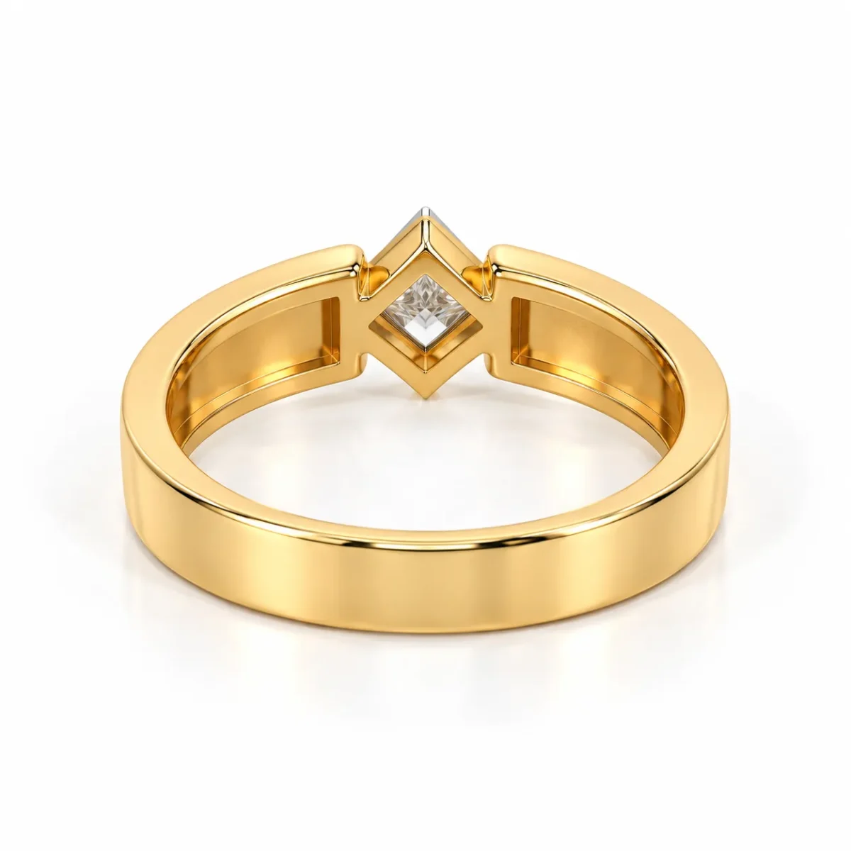 Classic Princess Solitaire Lab Grown Diamond Men’s Ring Back View