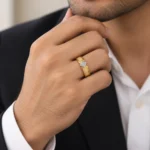 Classic Princess Solitaire Lab Grown Diamond Men’s Ring on Male Model