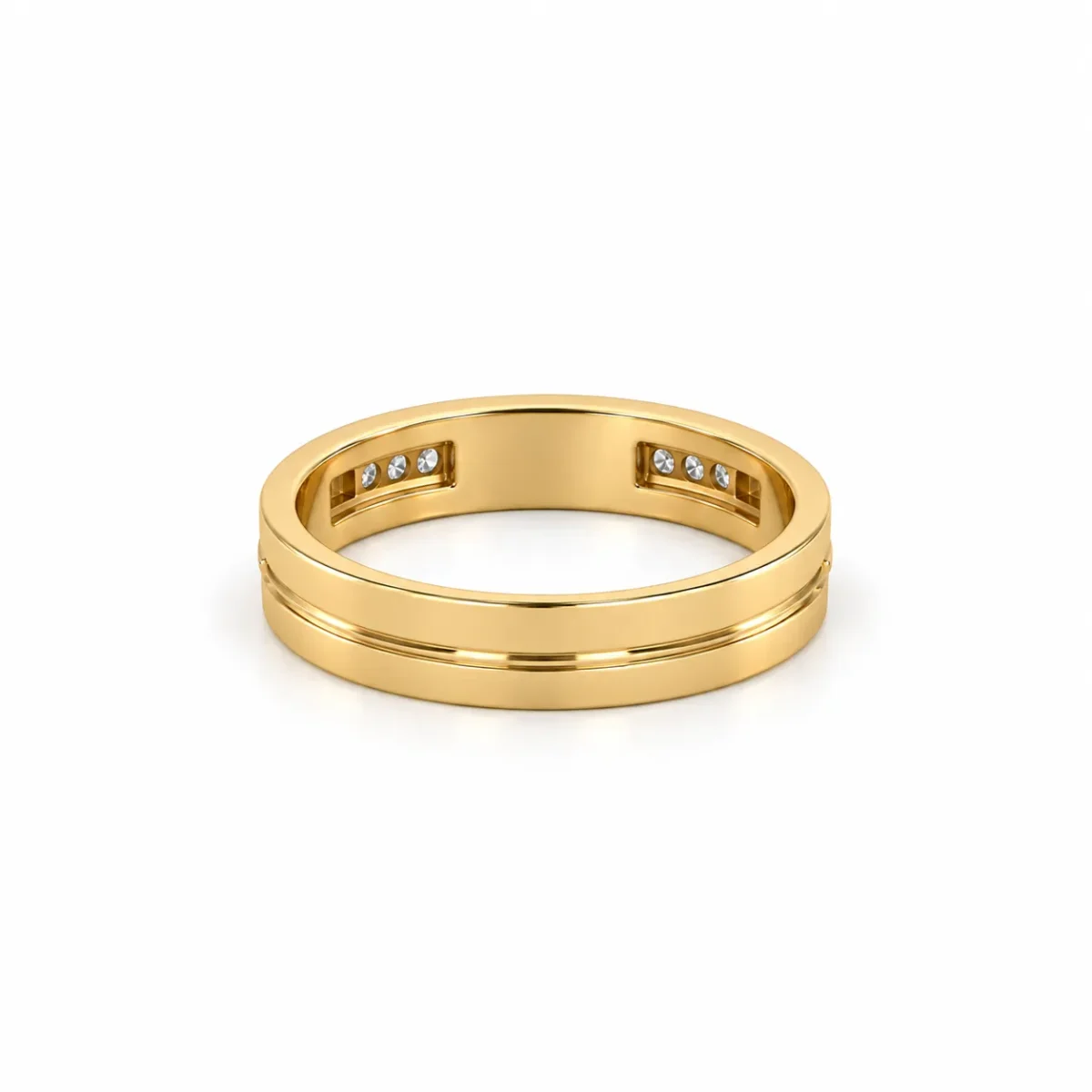 Classic Twin Diamond Men’s Band yellow gold back and inner view