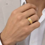 Crest Solitaire Lab Grown Diamond Ring for Men in Yellow Gold