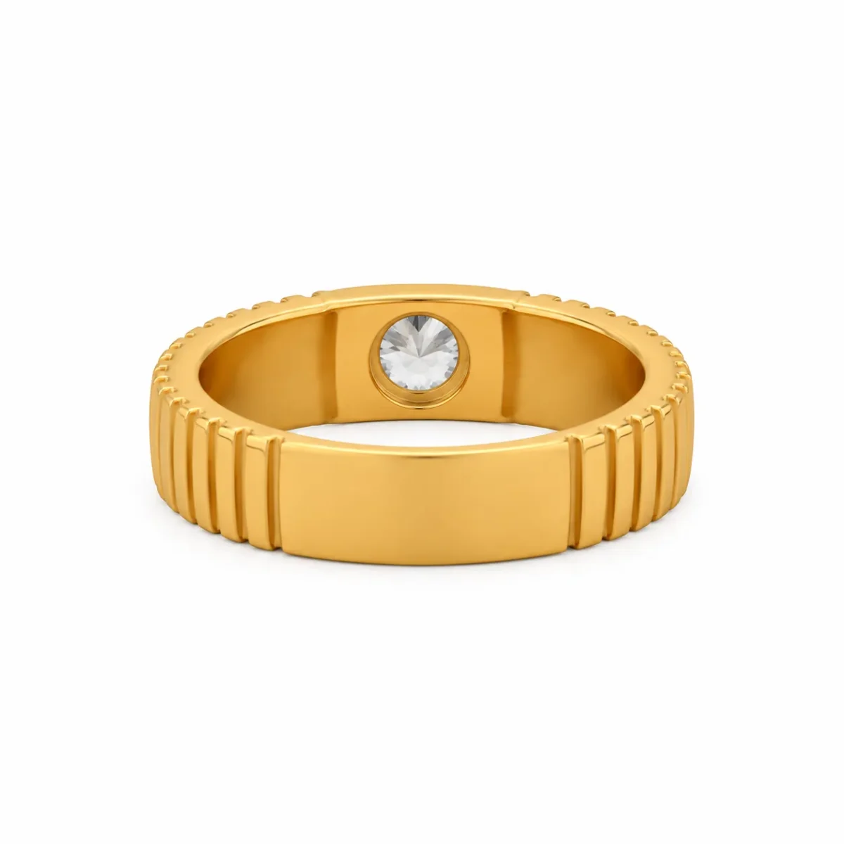 Crest Solitaire Lab Grown Diamond Ring for Men back view