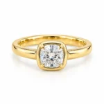 : Cushion Glow Lab Grown Diamond Ring in Yellow Gold Front View