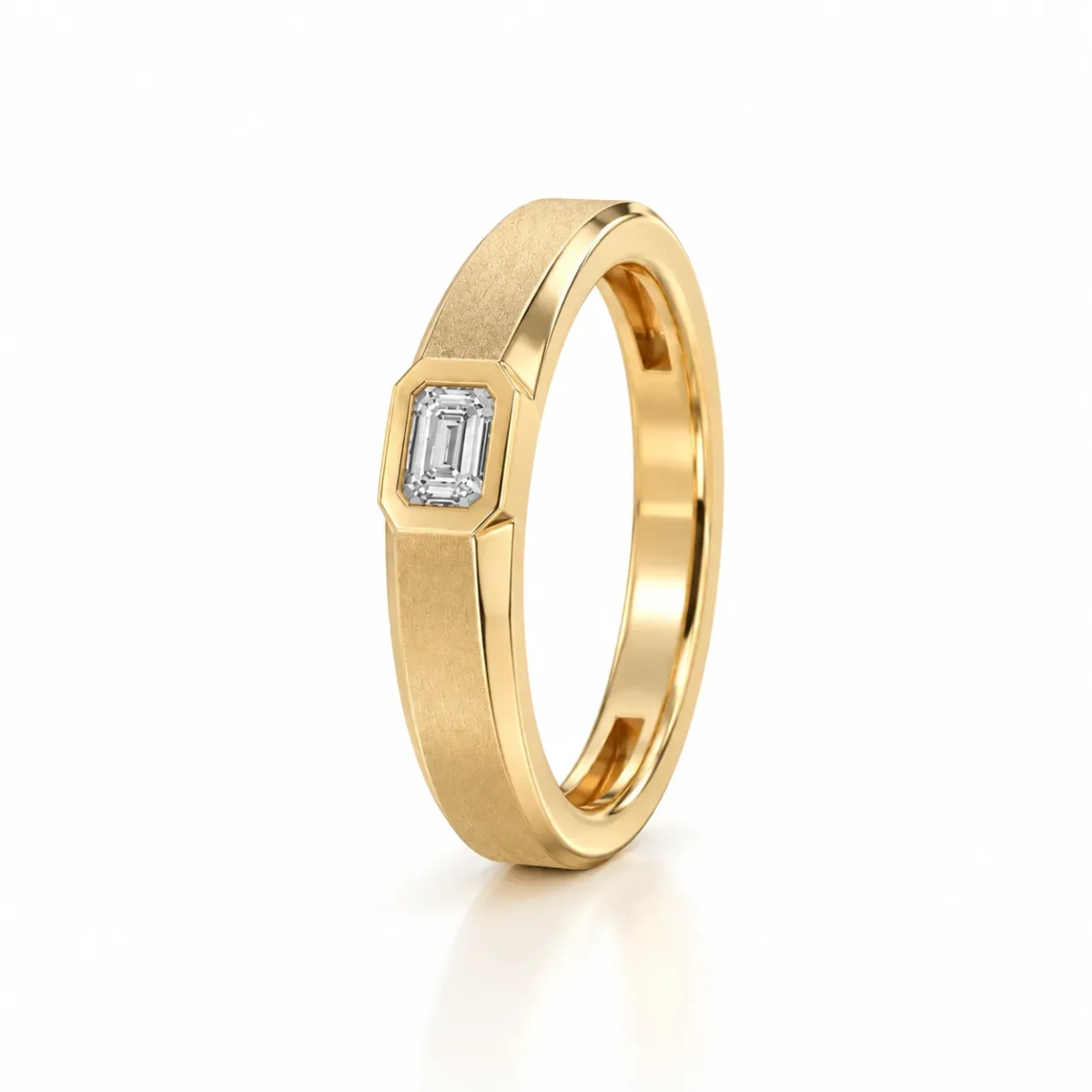 Daily Elegance Lab Grown Diamond Ring for Men Yellow Gold Side Angle