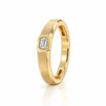 Daily Elegance Lab Grown Diamond Ring for Men Yellow Gold Side Angle