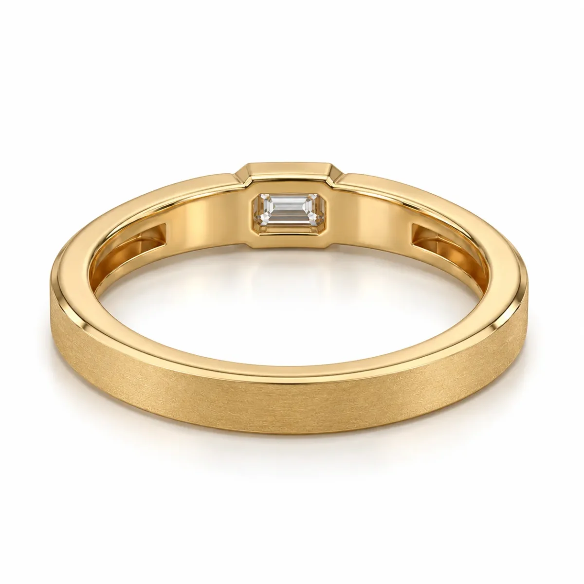 Daily Elegance Lab Grown Diamond Ring for Men Yellow Gold Back View