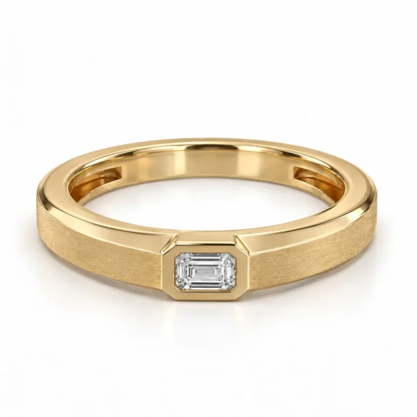 Daily Elegance Lab Grown Diamond Ring for Men in Yellow Gold Front View