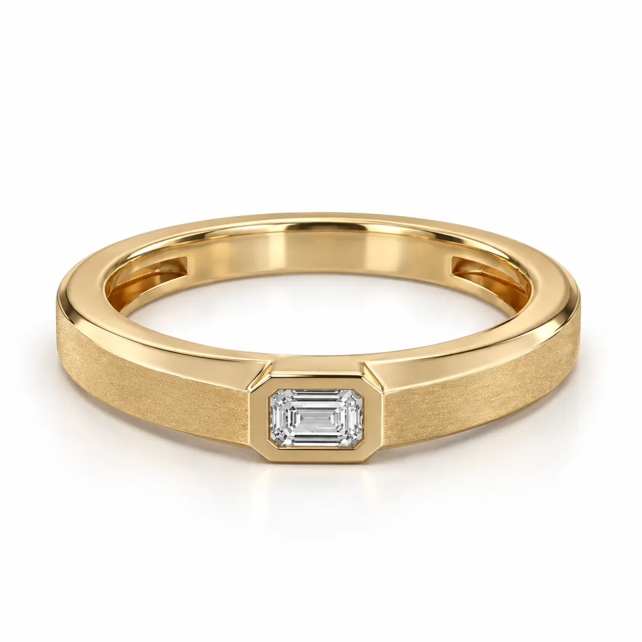 Daily Elegance Lab Grown Diamond Ring for Men (5) Daily Elegance Lab Grown Diamond Ring for Men in Yellow Gold Front View