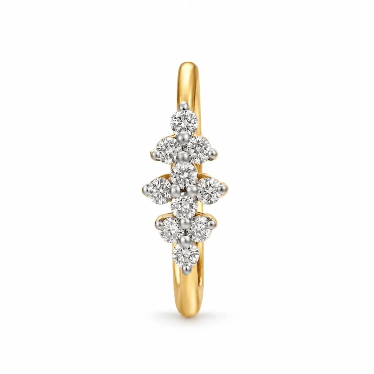 Diamond Vine Lab Grown Diamond Nose Ring Front View in Yellow Gold
